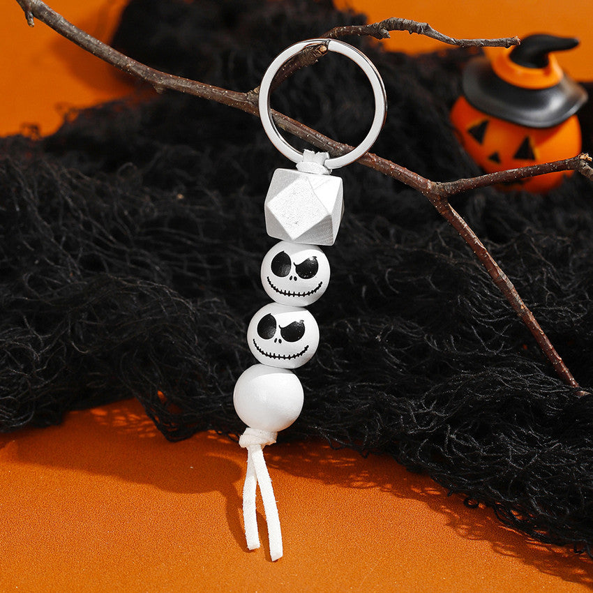 Wholesale Halloween Pumpkin Spider Wood Beads Beaded Keychain